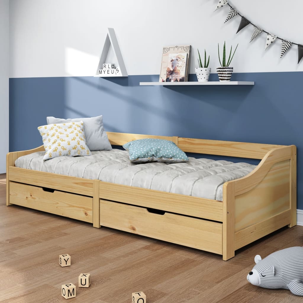 vidaXL Sofá cama con 2 cajones madera maciza pino IRUN 90x200cm