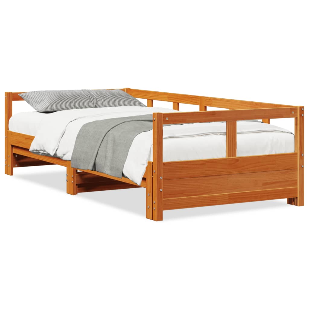 vidaXL Sofá cama sin colchón madera maciza pino marrón cera 80x200 cm