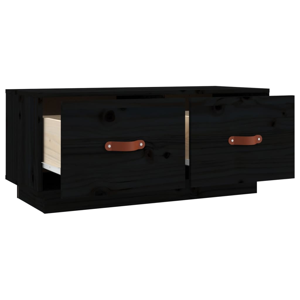 vidaXL Mueble de TV de madera maciza de pino negro 80x34x35 cm