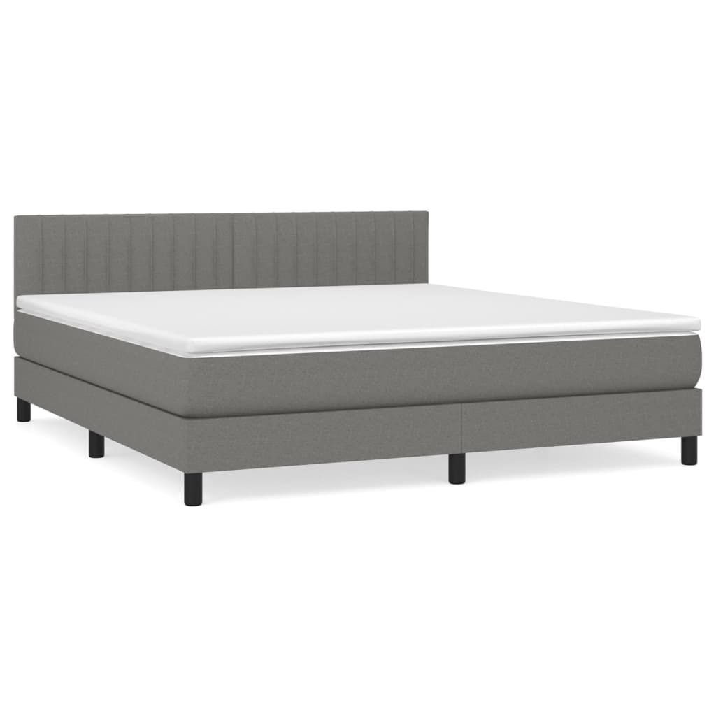 vidaXL Cama box spring con colchón tela gris oscuro 180x200 cm