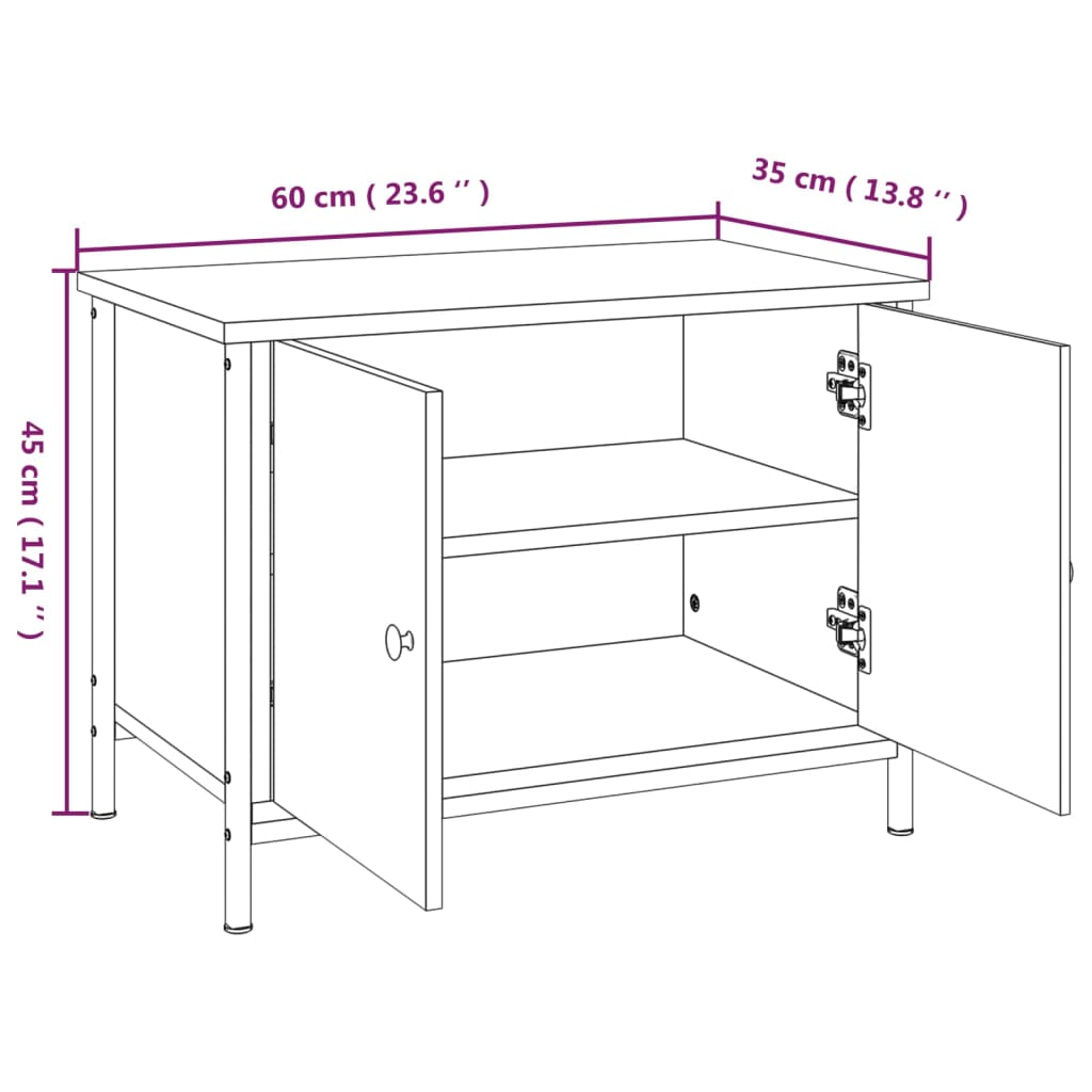 vidaXL Mueble de TV madera contrachapada roble ahumado 60x35x45 cm