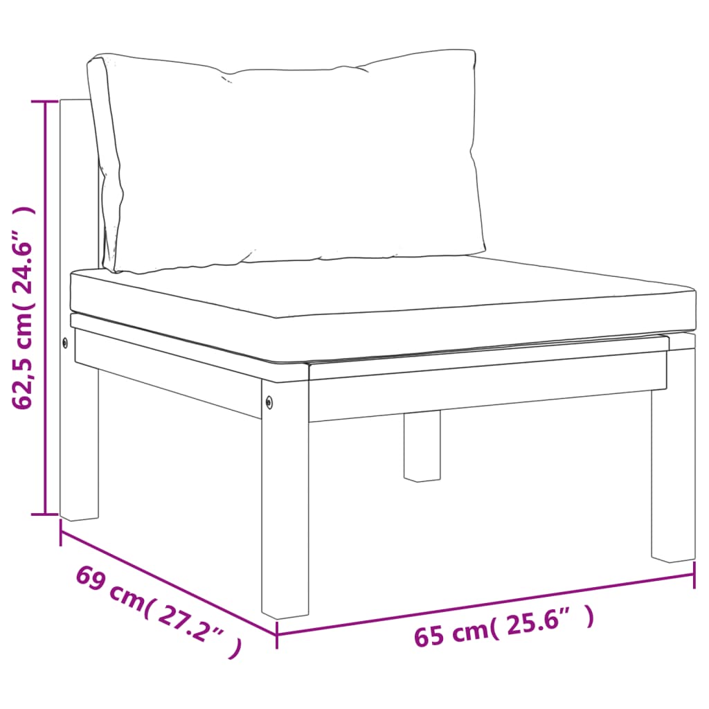 vidaXL Set de muebles de jardín 8 pzas con cojín crema acacia maciza