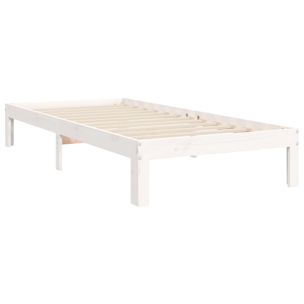 vidaXL Estructura de cama individual con cabecero madera maciza blanco