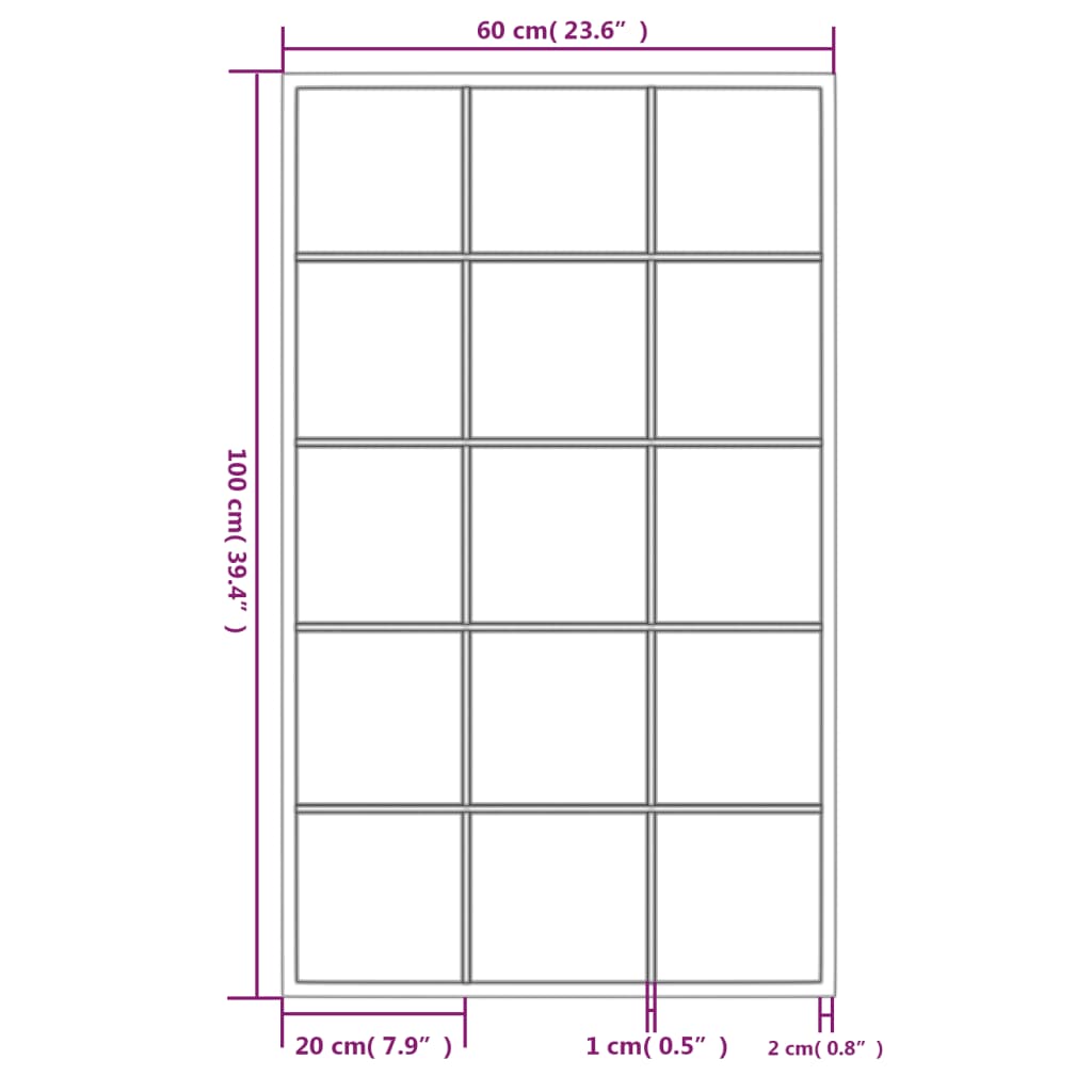 vidaXL Espejos de pared 6 uds metal negro 100x60 cm