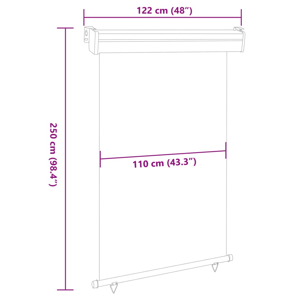 vidaXL Toldo lateral de balcón marrón 122x250 cm