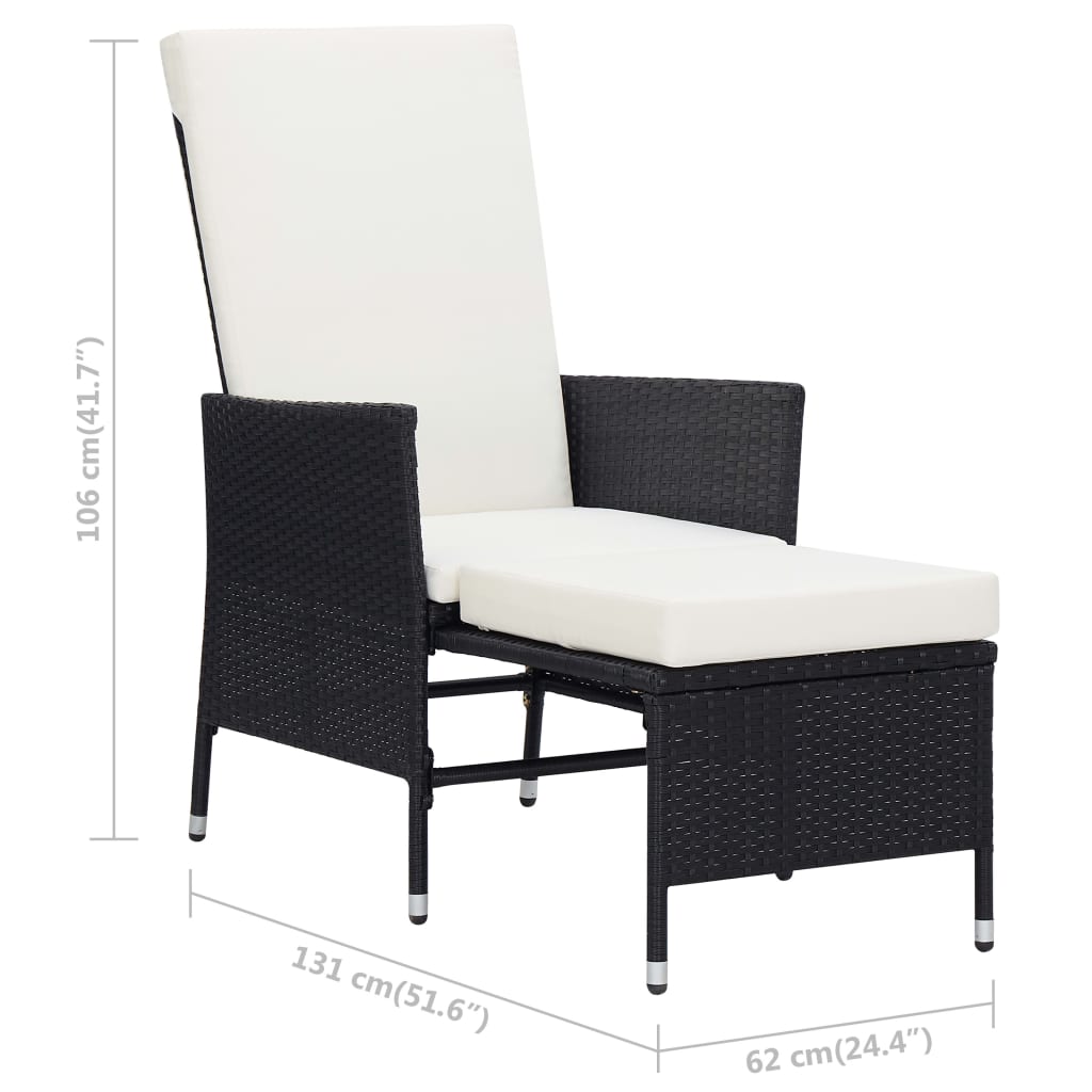 vidaXL Set muebles de jardín 2 piezas y cojines ratán sintético negro