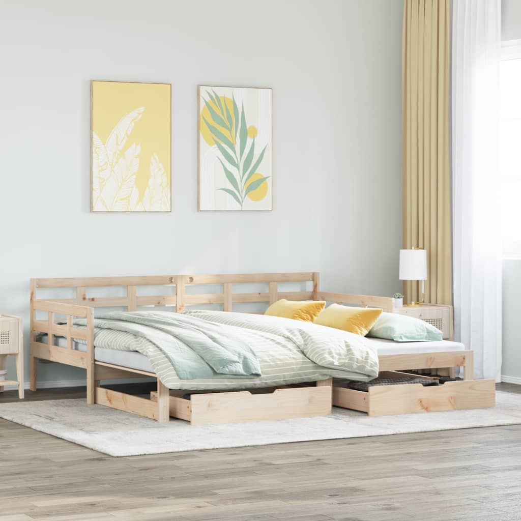 vidaXL Sofá cama nido con cajones madera maciza de pino 80x200 cm