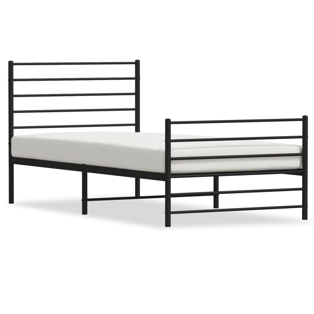 vidaXL Estructura cama sin colchón con estribo metal negro 90x190 cm