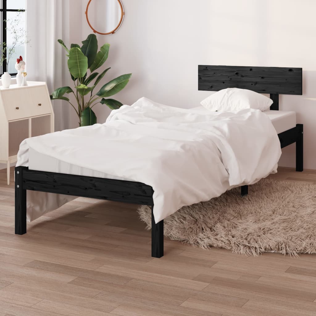 vidaXL Estructura de cama madera maciza de pino negro 100x200 cm