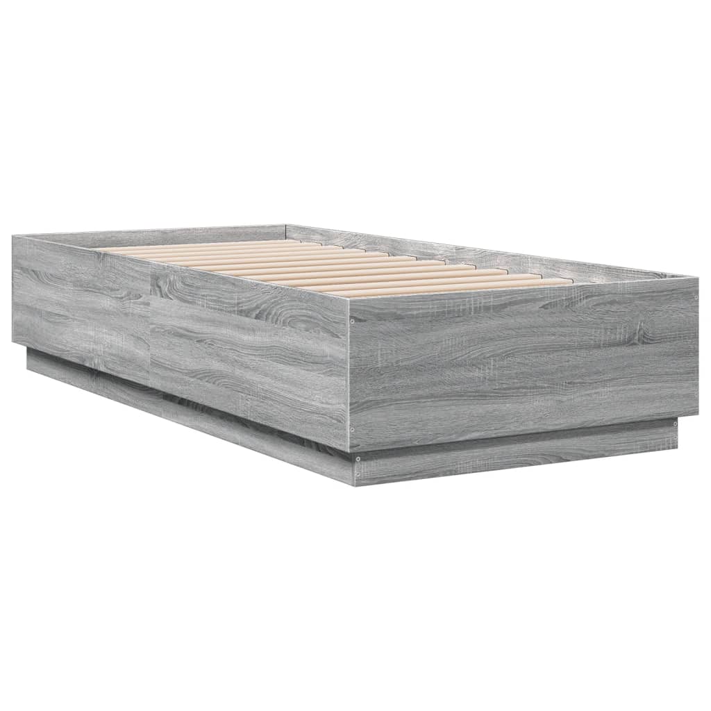 vidaXL Estructura cama con luces LED madera gris Sonoma 100x200 cm