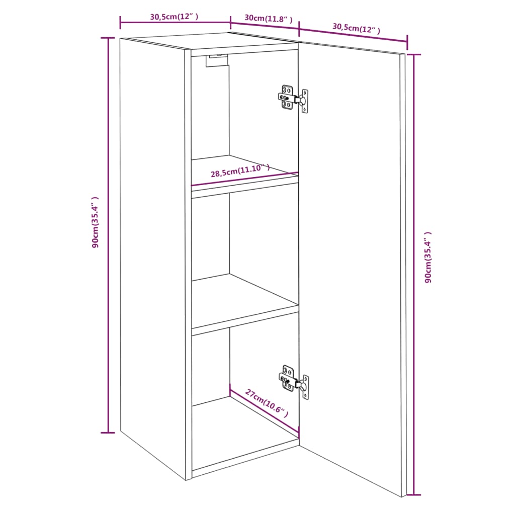 vidaXL Mueble para TV madera de ingeniería marrón roble 30,5x30x90 cm