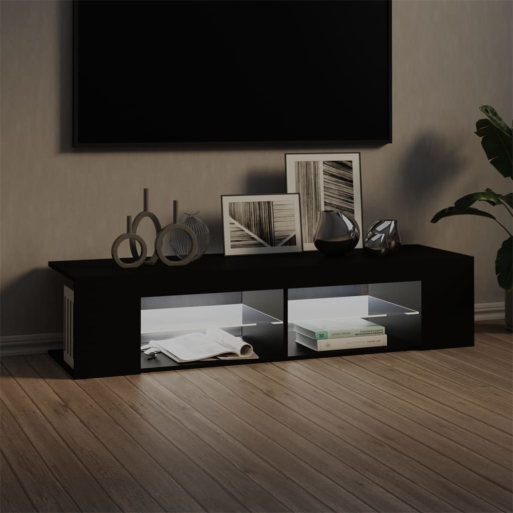 vidaXL Mueble de TV con luces LED negro 135x39x30 cm