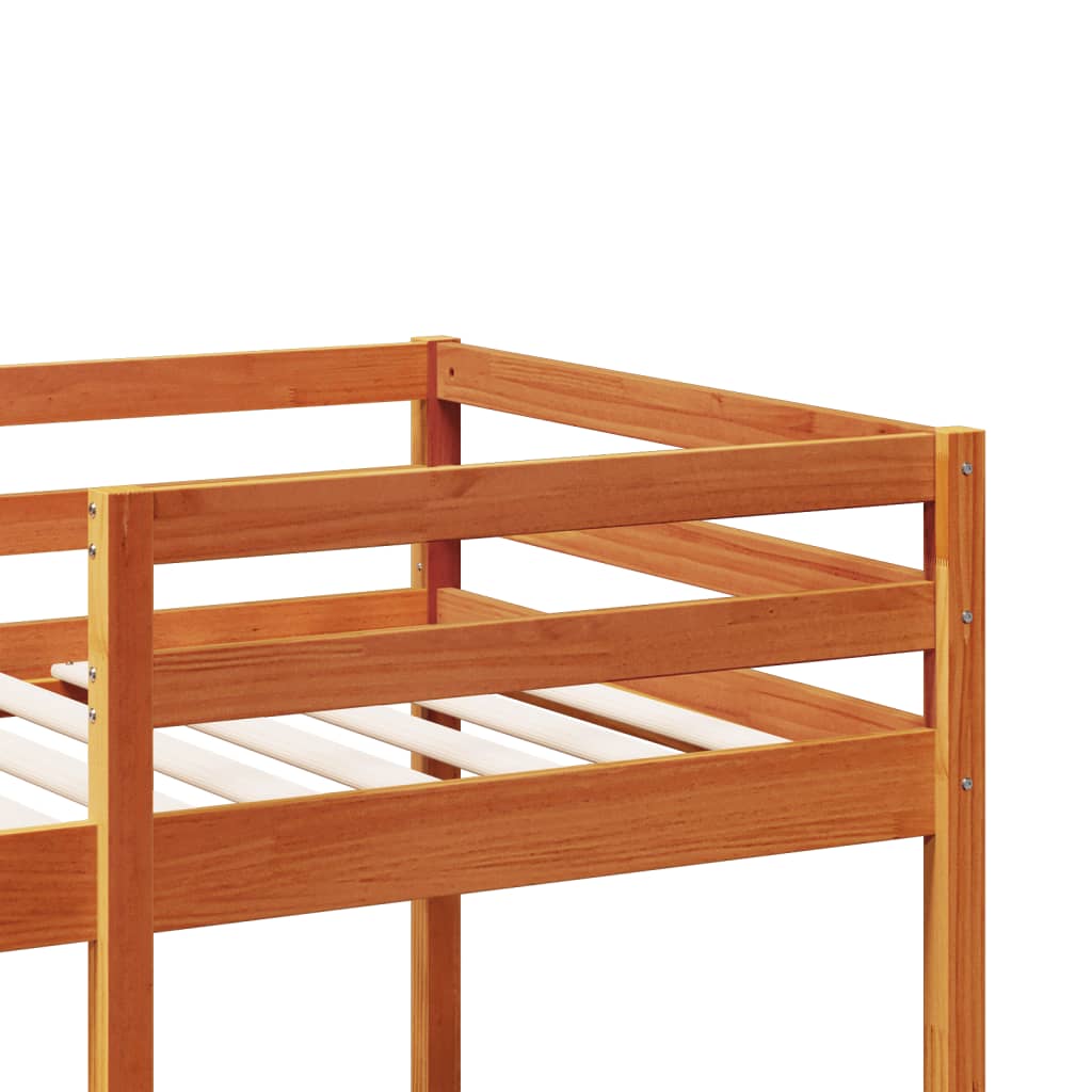 vidaXL Cama alta sin colchón madera maciza pino marrón cera 75x190 cm