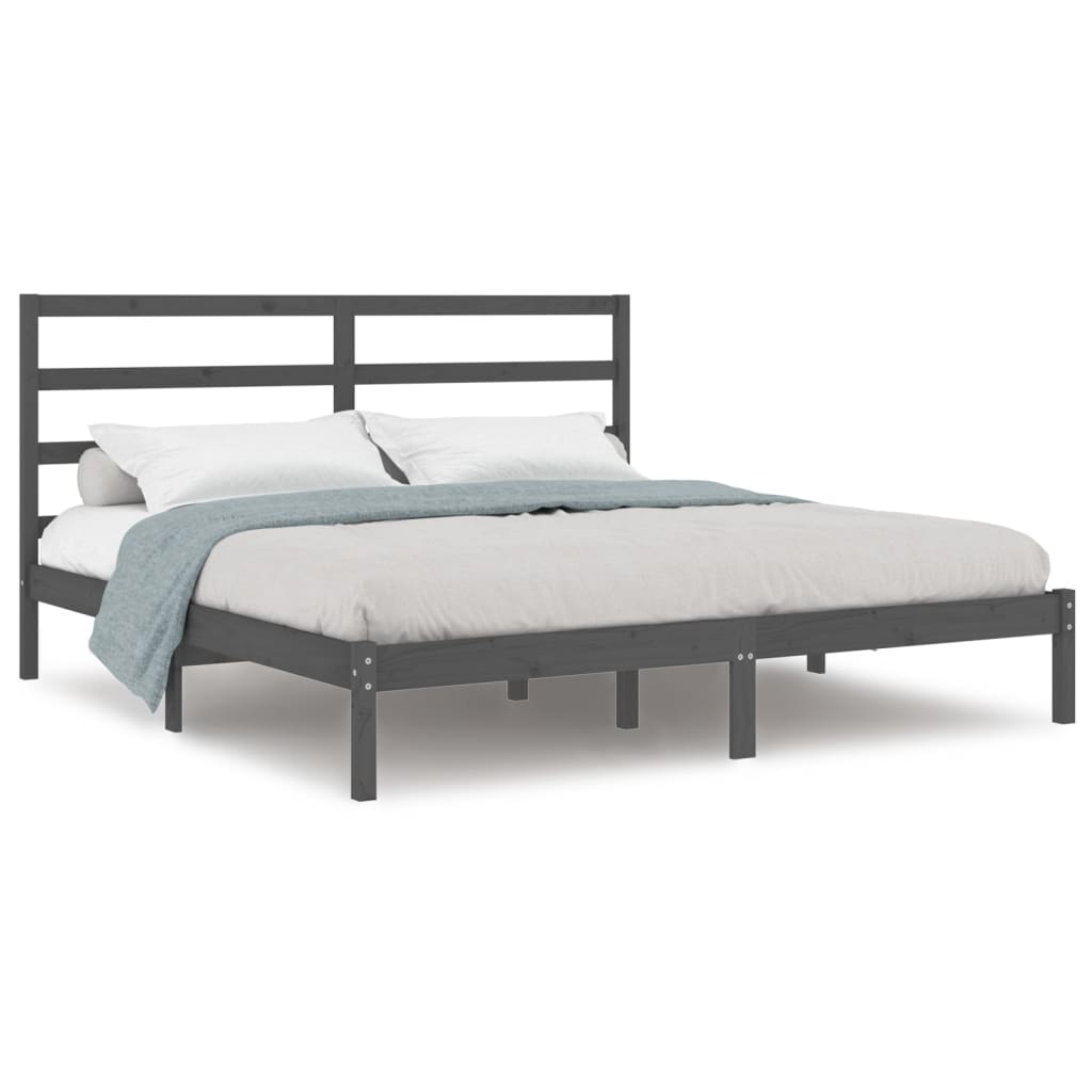 vidaXL Estructura de cama de madera maciza de pino gris 200x200 cm