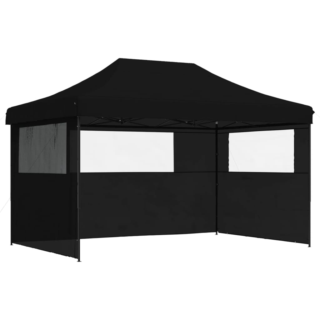 vidaXL Tienda de fiesta plegable Pop-Up con 3 paredes laterales negra