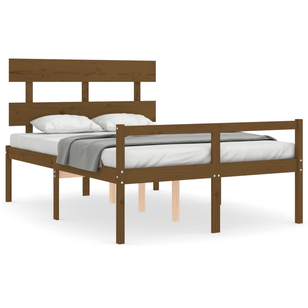 vidaXL Cama personas mayores cabecero madera marrón miel 140x200 cm