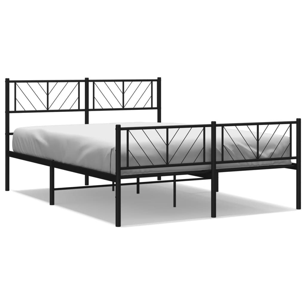 vidaXL Estructura cama sin colchón con estribo metal negro 135x190 cm