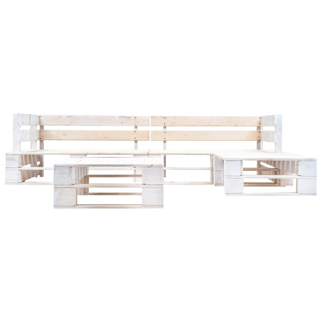 vidaXL Set de muebles de palés para jardín 4 piezas madera blanco