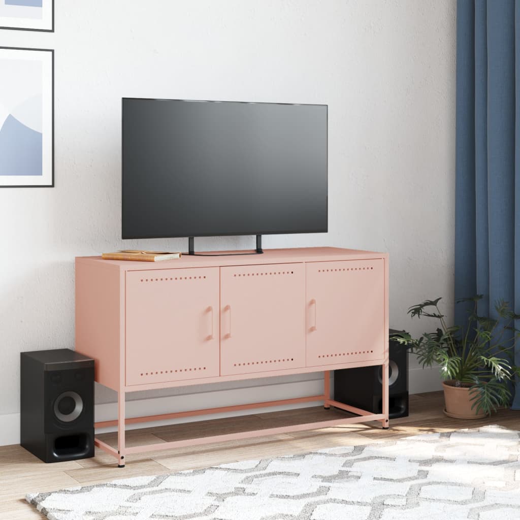 vidaXL Mueble para TV de acero rosa 100,5x39x60,5 cm