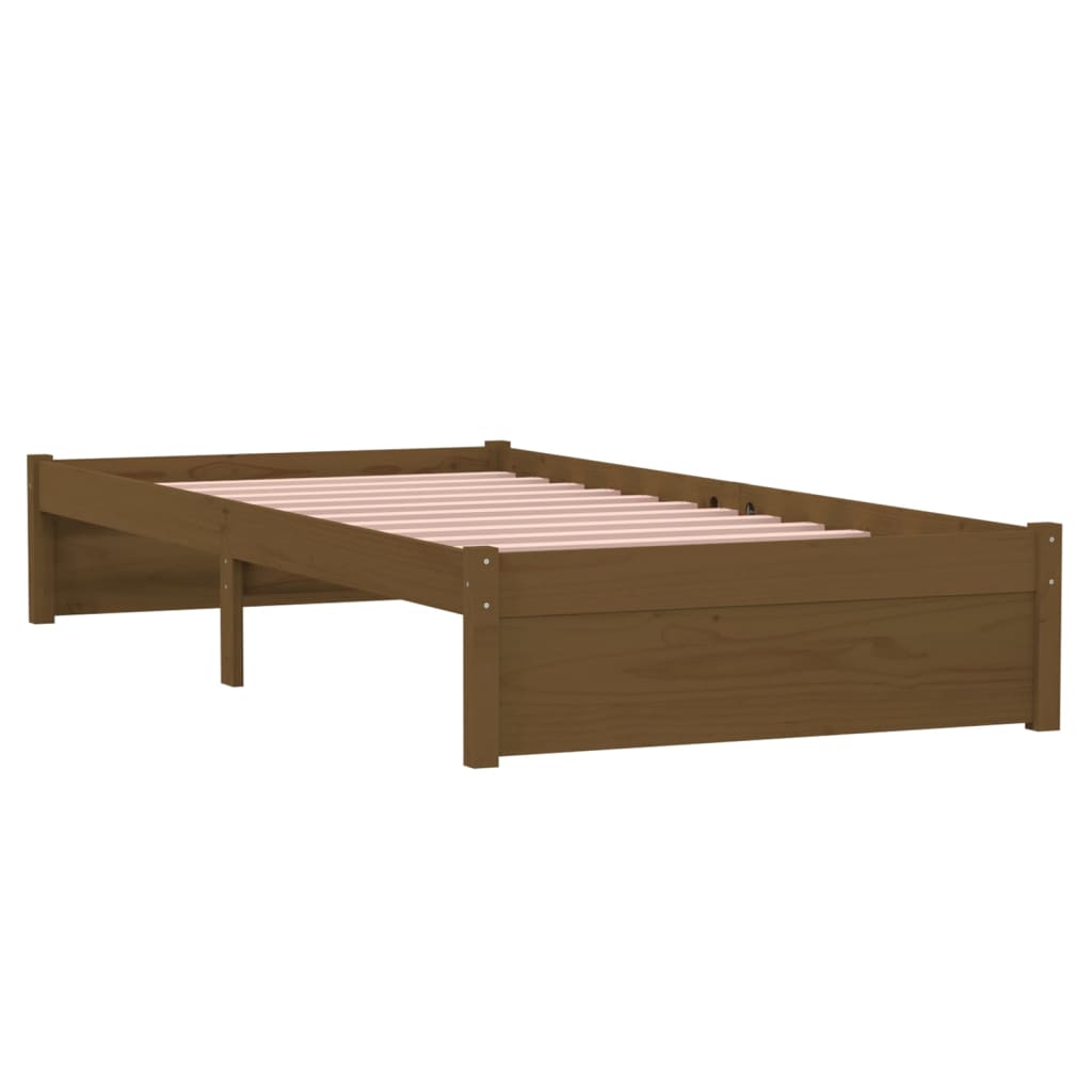 vidaXL Estructura de cama madera maciza marrón miel 90x190 cm