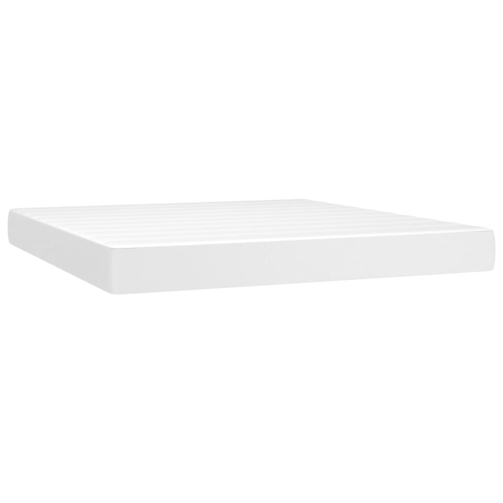 vidaXL Cama box spring colchón y LED cuero sintético blanco 160x200 cm