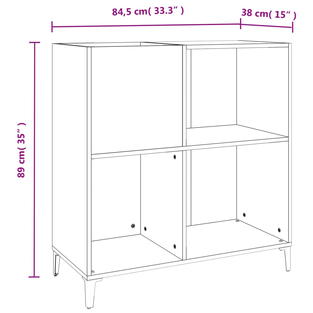 vidaXL Mueble discos madera contrachapada roble marrón 84,5x38x89 cm