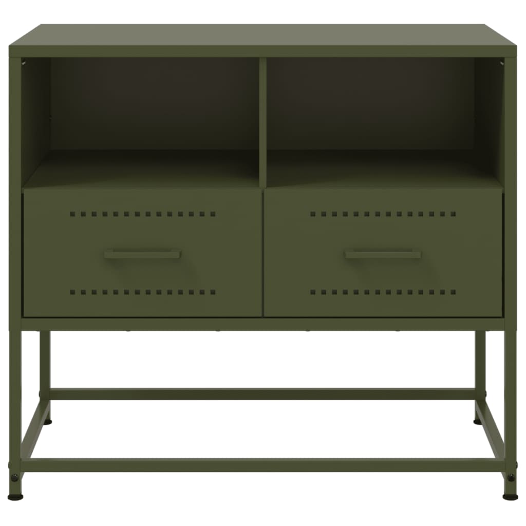 vidaXL Mueble para TV de acero verde oliva 68x39x60,5 cm