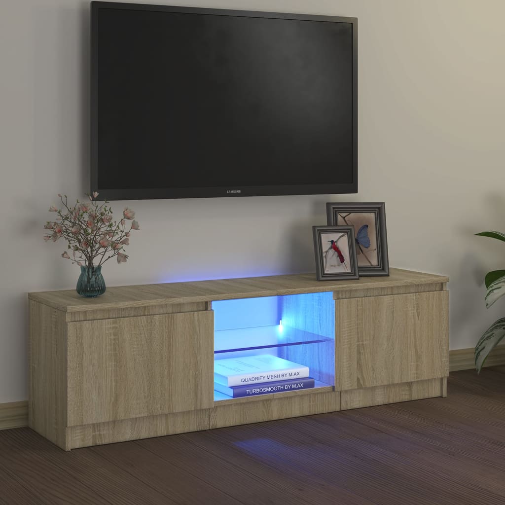 vidaXL Armario TV con luces LED roble Sonoma 120x30x35,5 cm