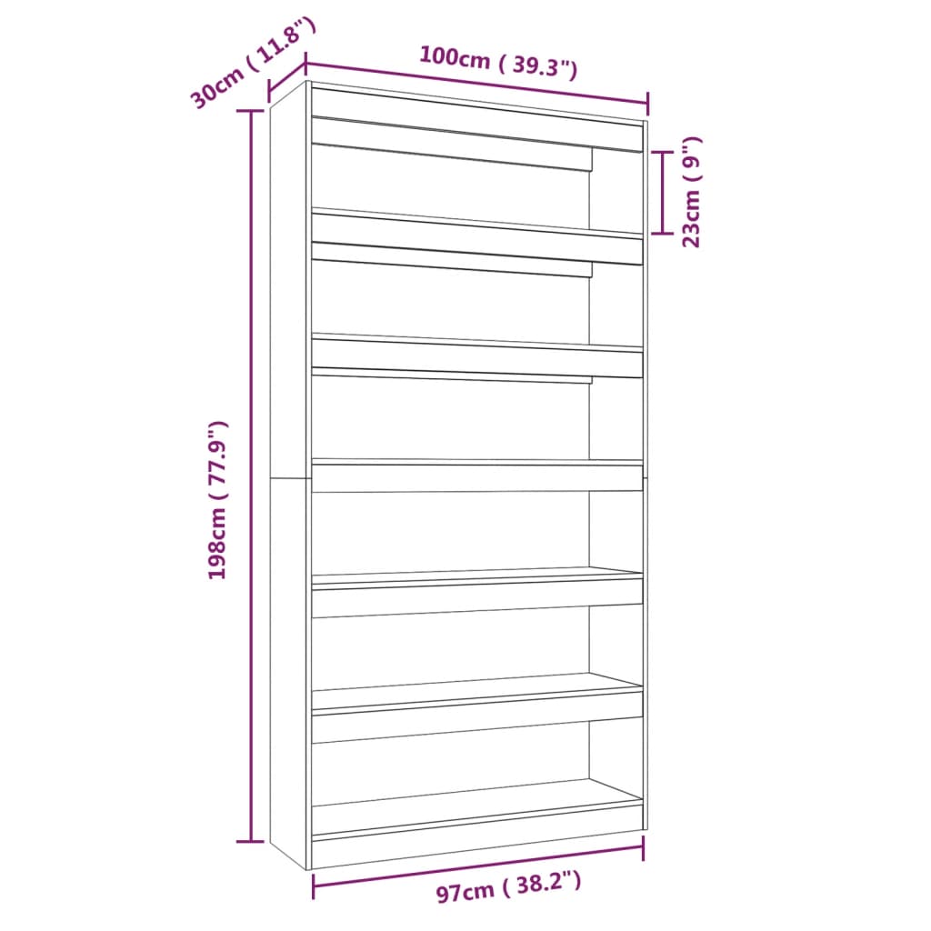 vidaXL Estantería madera contrachapada gris hormigón 100x30x198 cm