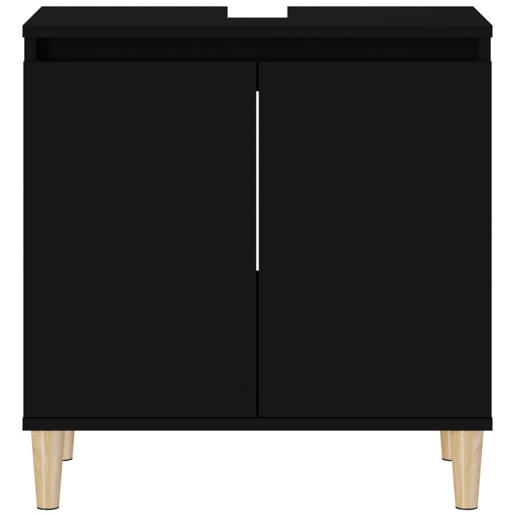 vidaXL Armario para lavabo madera contrachapada negro 58x33x60 cm