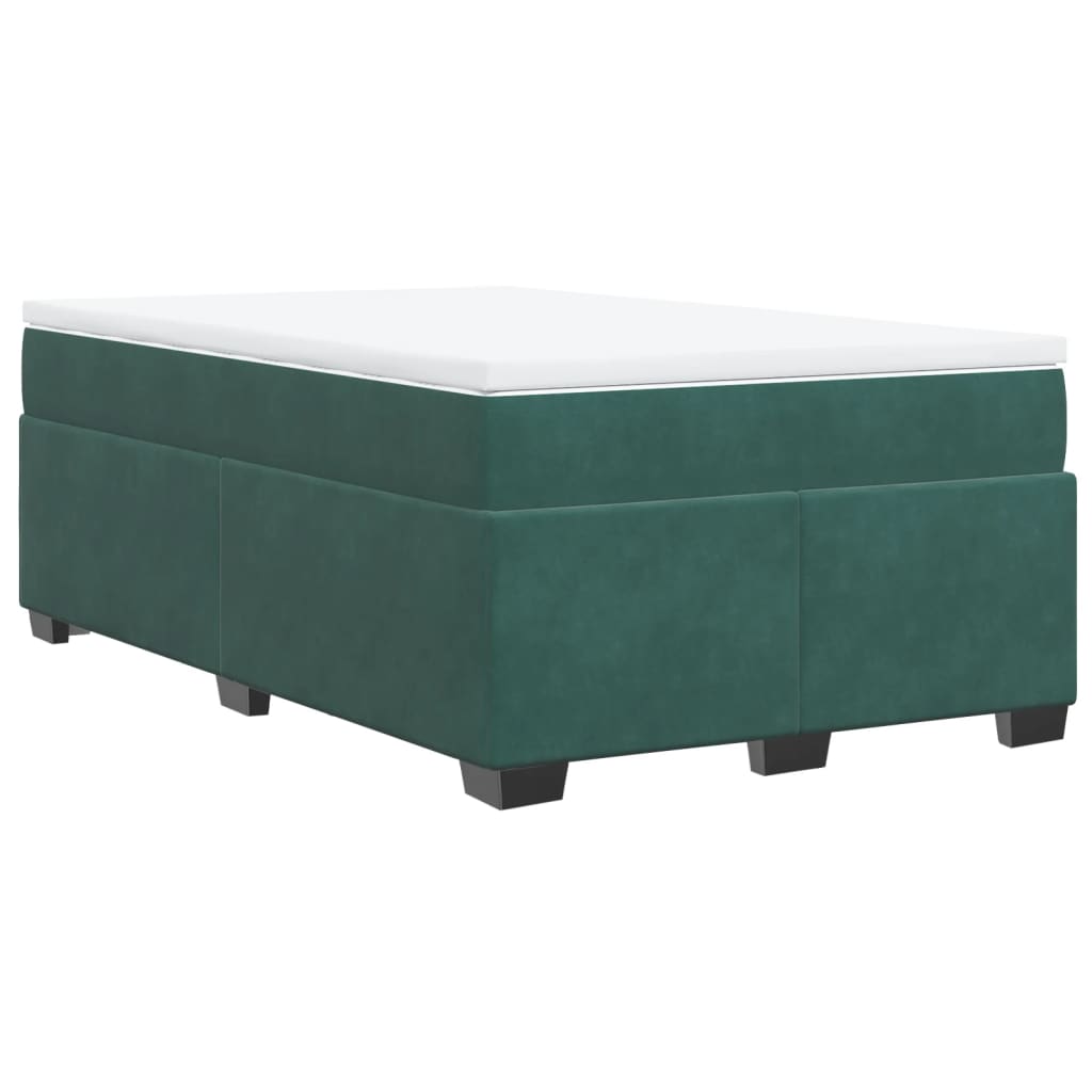 vidaXL Cama box spring con colchón terciopelo verde oscuro 120x190 cm