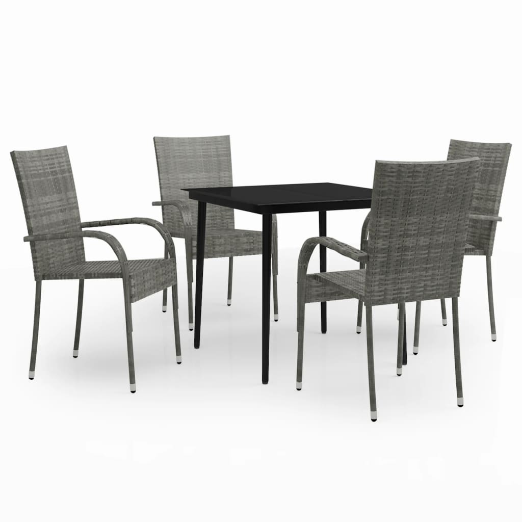 vidaXL Juego de comedor para jardín 5 piezas con cojines gris y negro