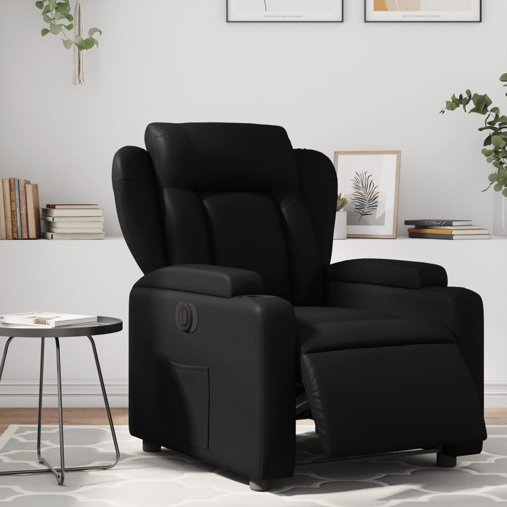 vidaXL Sillón reclinable eléctrico de cuero sintético negro