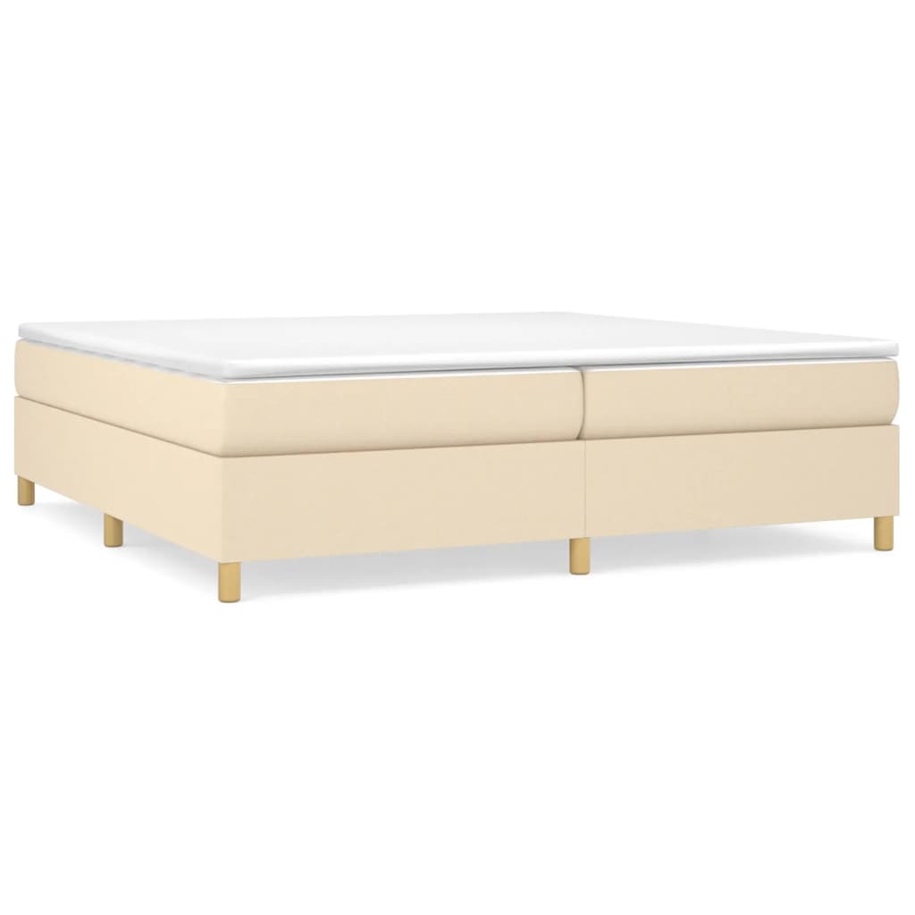 vidaXL Cama box spring con colchón tela color crema 200x200 cm