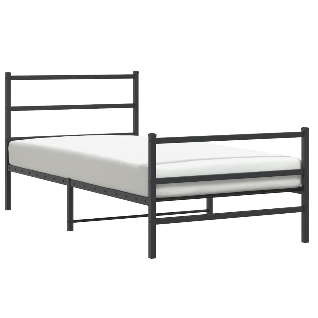 vidaXL Estructura de cama con cabecero y estribo metal negro 107x203cm