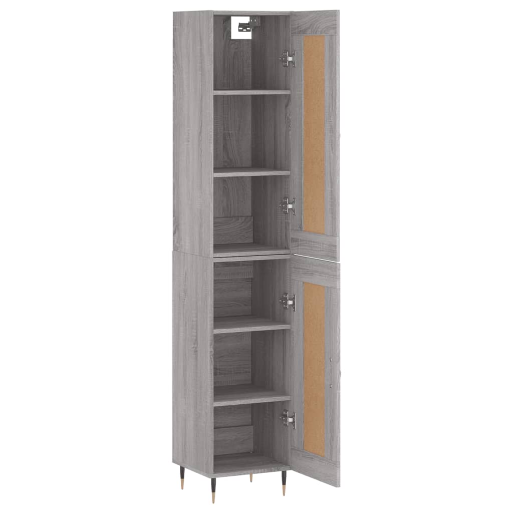 vidaXL Aparador alto madera contrachapada gris Sonoma 34,5x34x180 cm