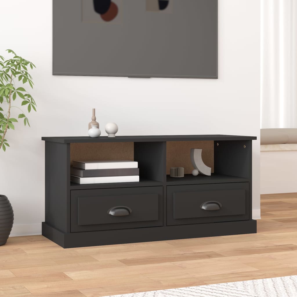 vidaXL Mueble para TV madera contrachapada negro 93x35,5x45 cm