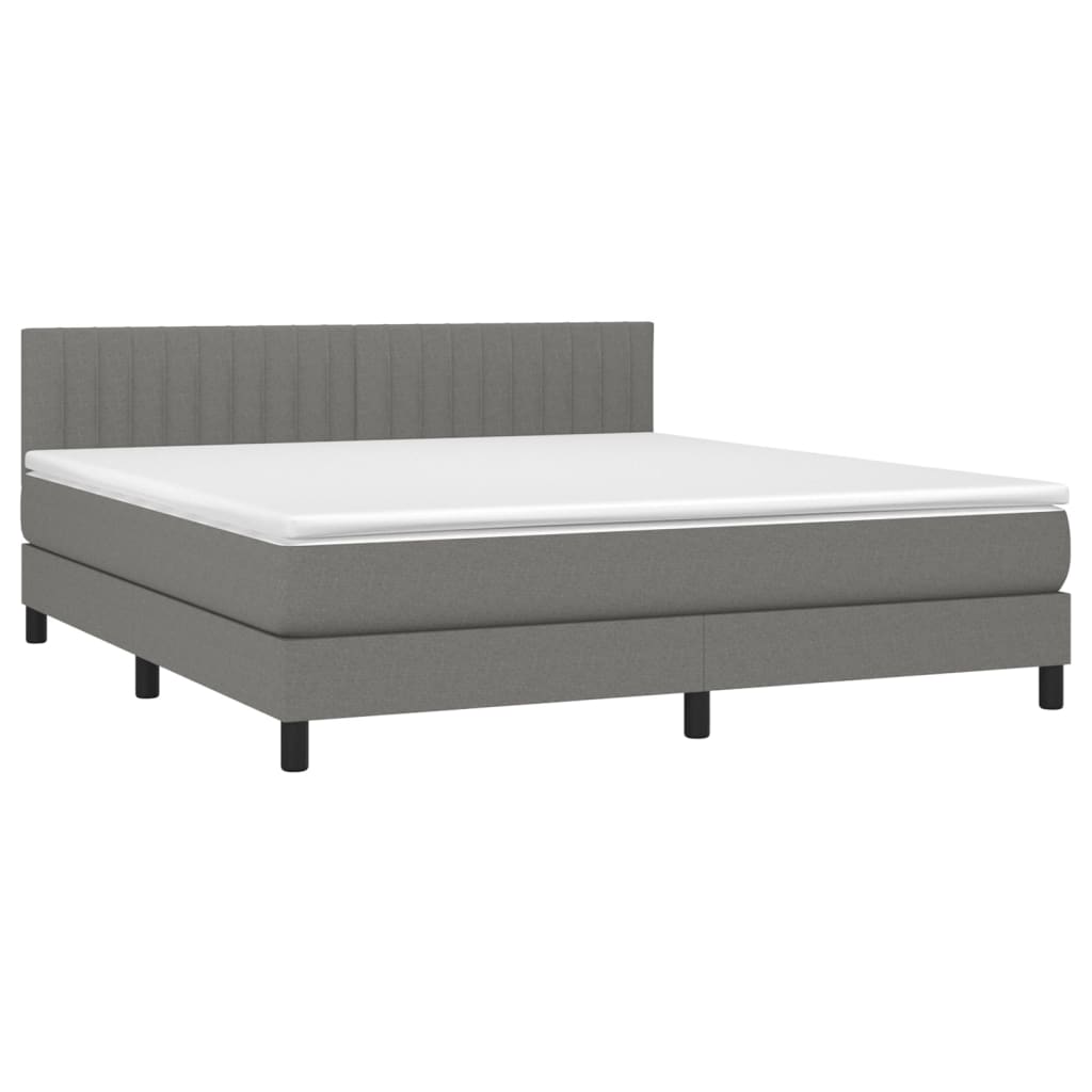 vidaXL Cama box spring con colchón tela gris oscuro 180x200 cm