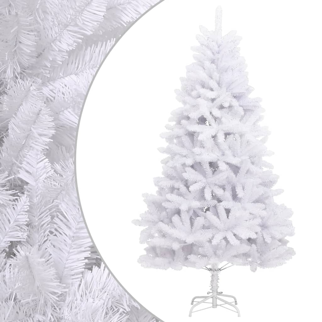 vidaXL Árbol de Navidad artificial con bisagras y soporte blanco 210cm