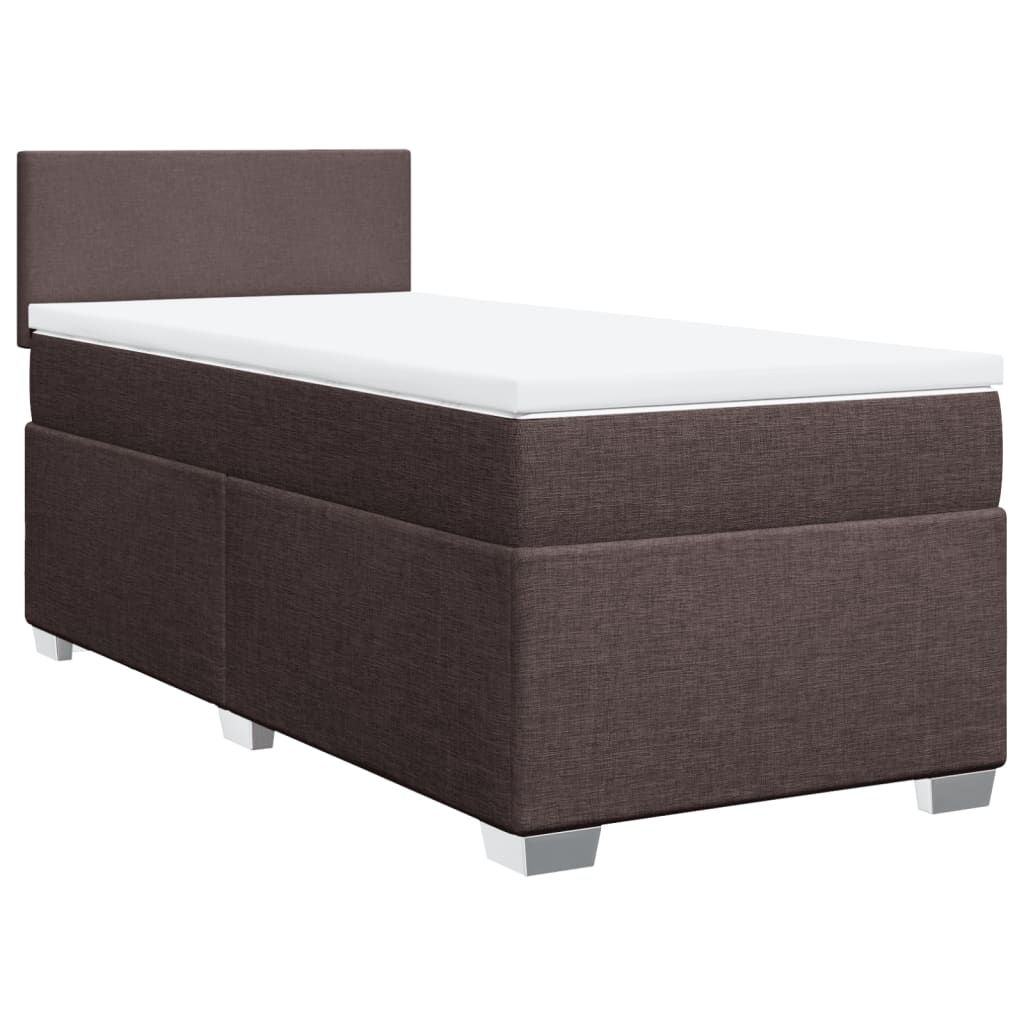 vidaXL Cama box spring con colchón tela marrón oscuro 100x200 cm