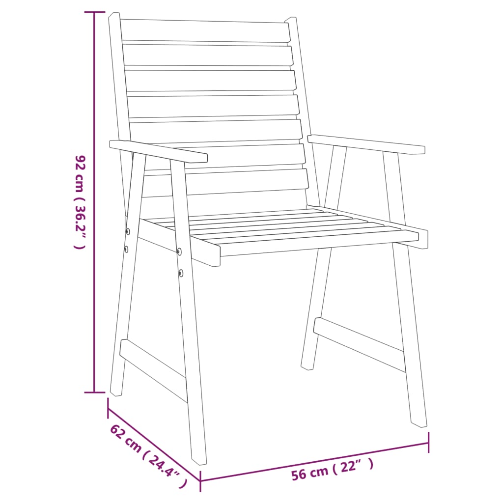 vidaXL Juego de comedor de jardín 5 piezas madera maciza de acacia