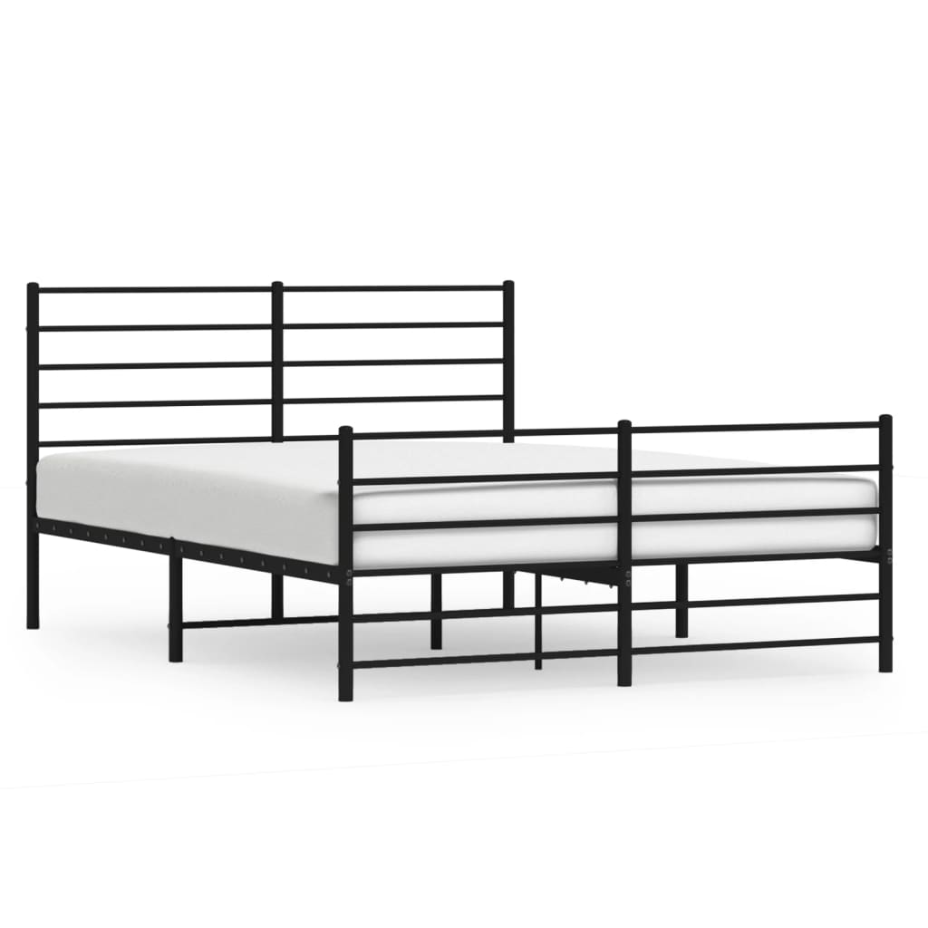 vidaXL Estructura cama sin colchón con estribo metal negro 135x190 cm