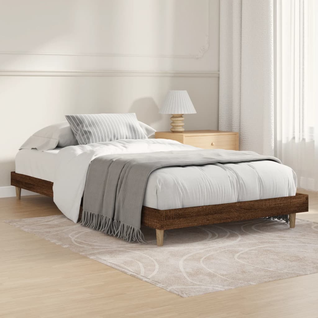 vidaXL Estructura de cama madera de ingeniería roble marrón 90x200 cm