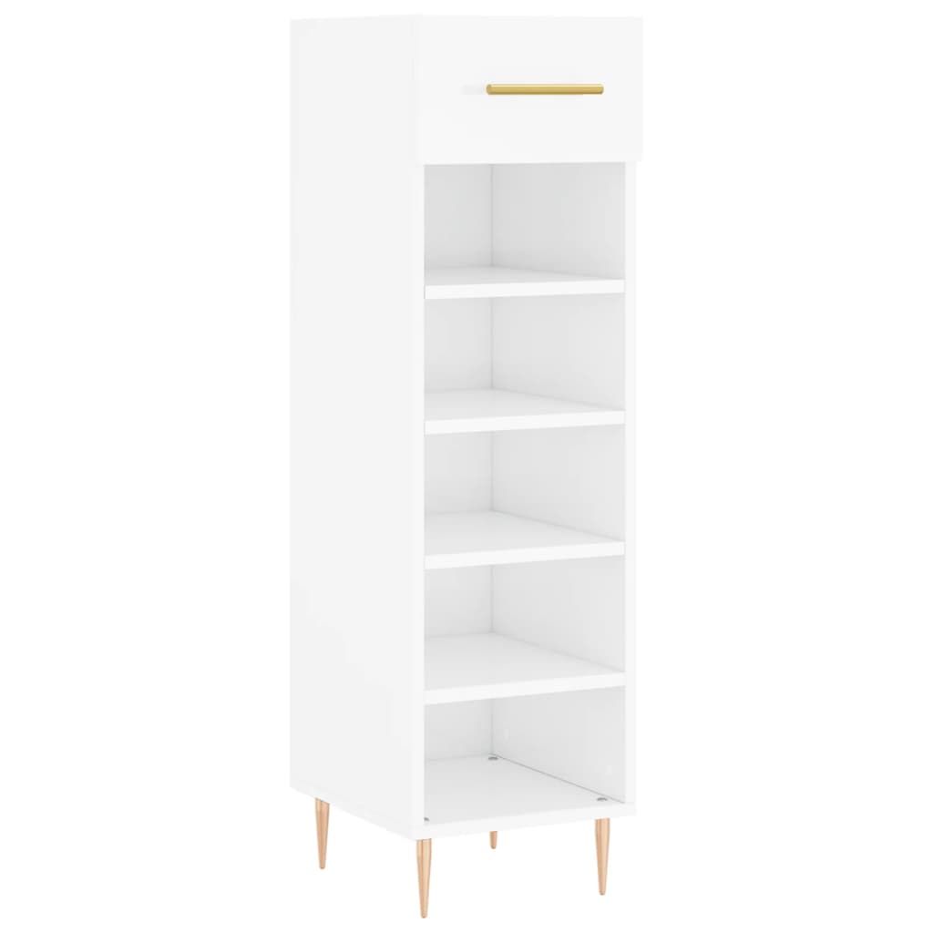 vidaXL Mueble zapatero madera contrachapada blanco brillo 30x35x105 cm