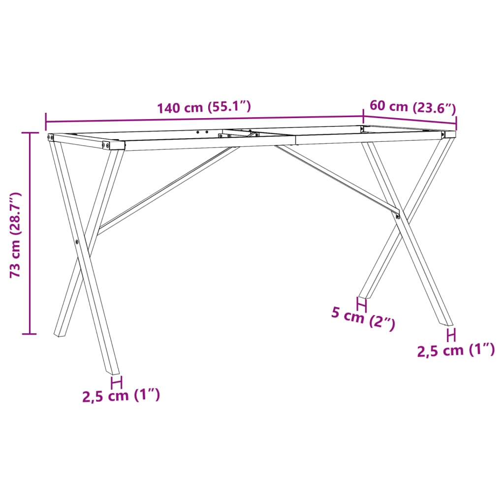 vidaXL Patas de mesa comedor estructura X hierro fundido 140x60x73 cm