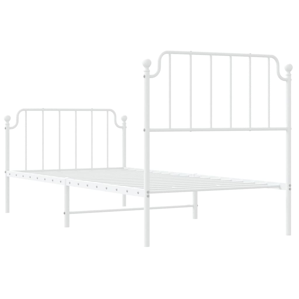vidaXL VX353596 Estructura cama metal con cabecero y pie cama blanca 90x190  cm - VX353596 - Epto
