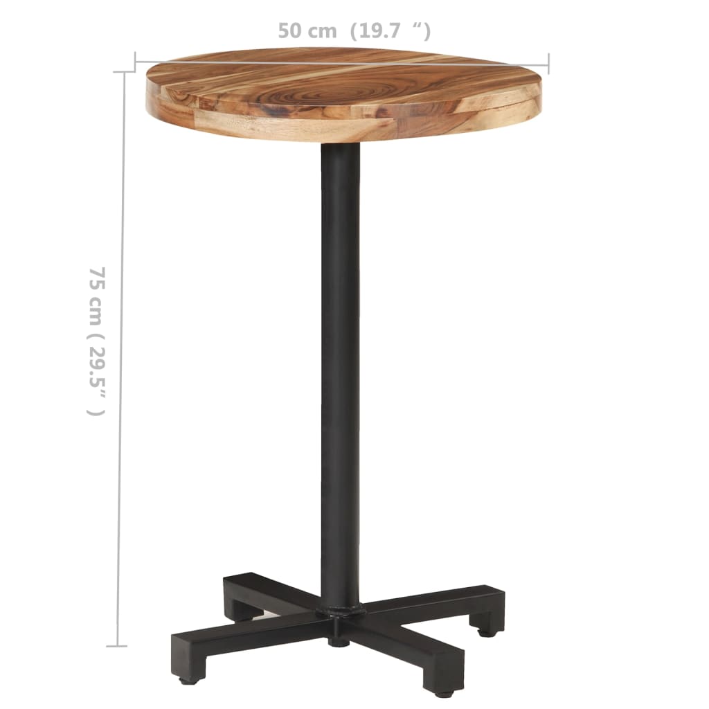 vidaXL Mesa de bistró redonda madera maciza de mango Ø50x75 cm