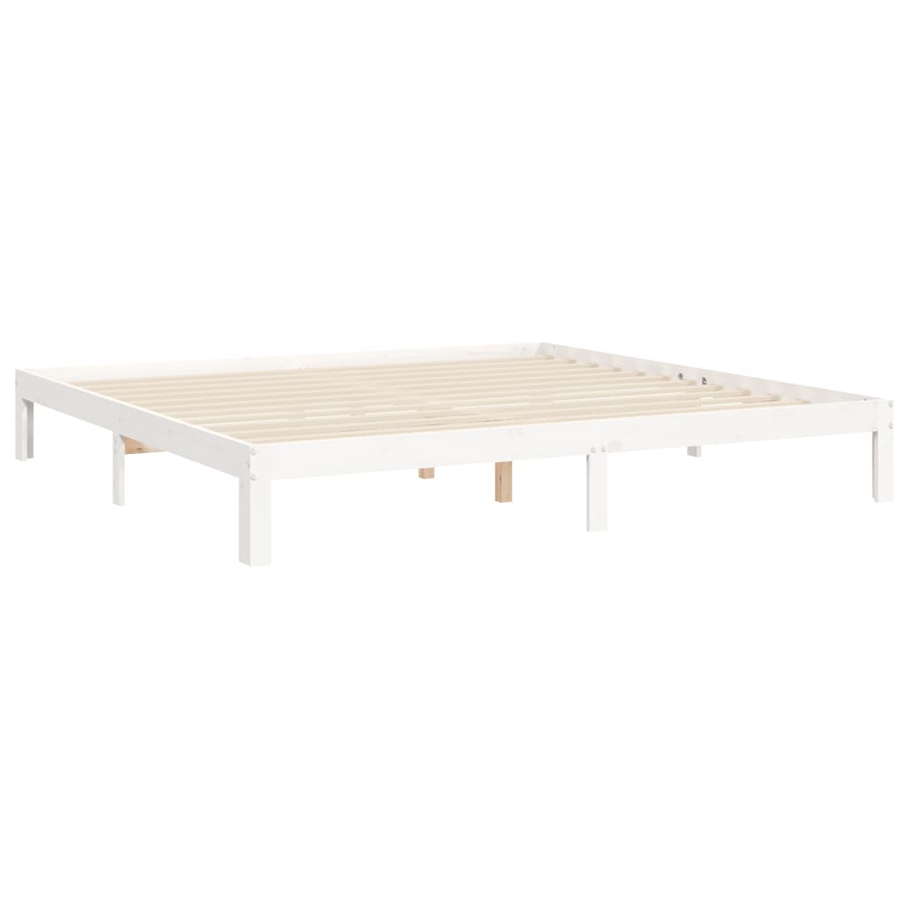 vidaXL Estructura de cama con cabecero madera maciza blanco 160x200 cm