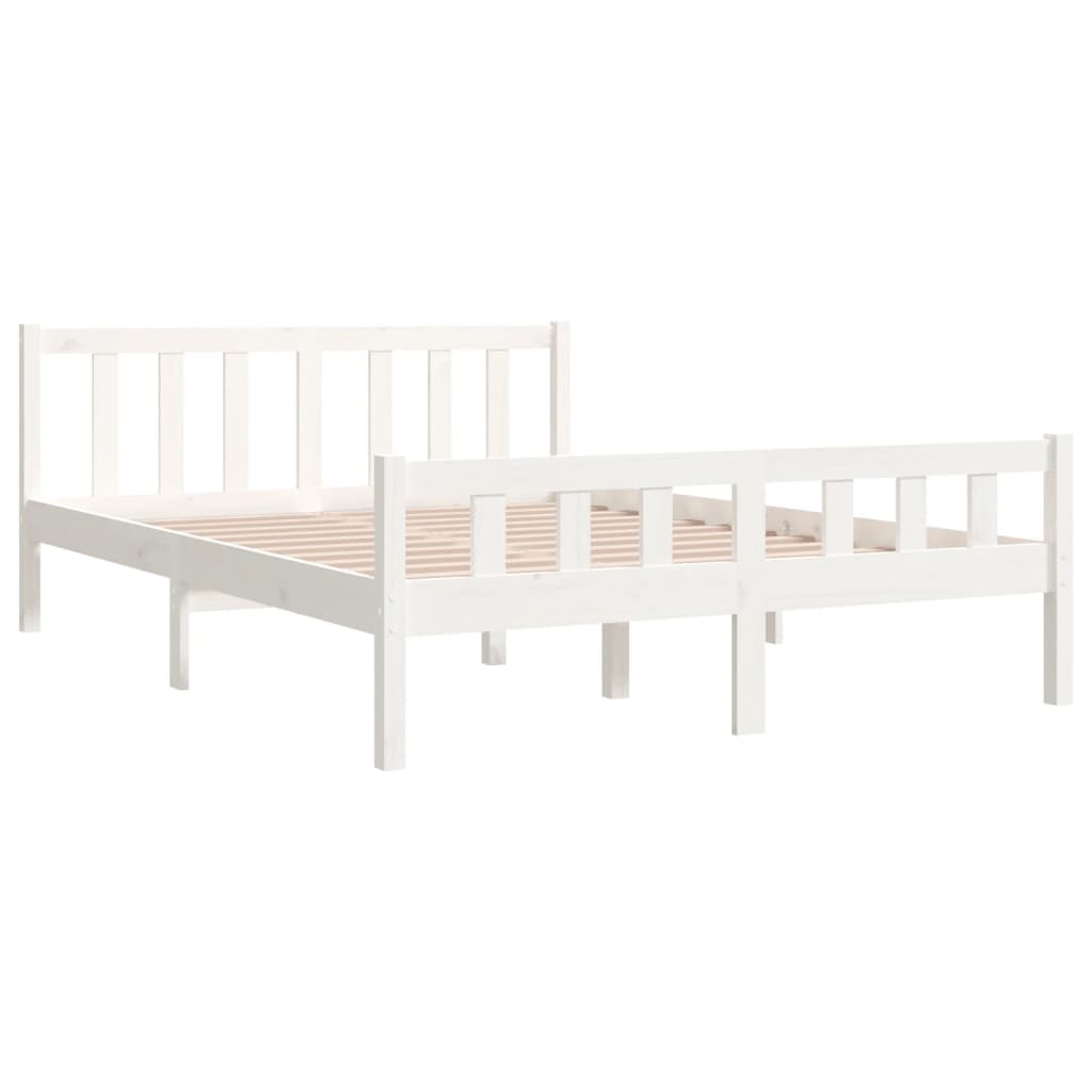 vidaXL Estructura de cama de madera maciza blanca 135x190 cm