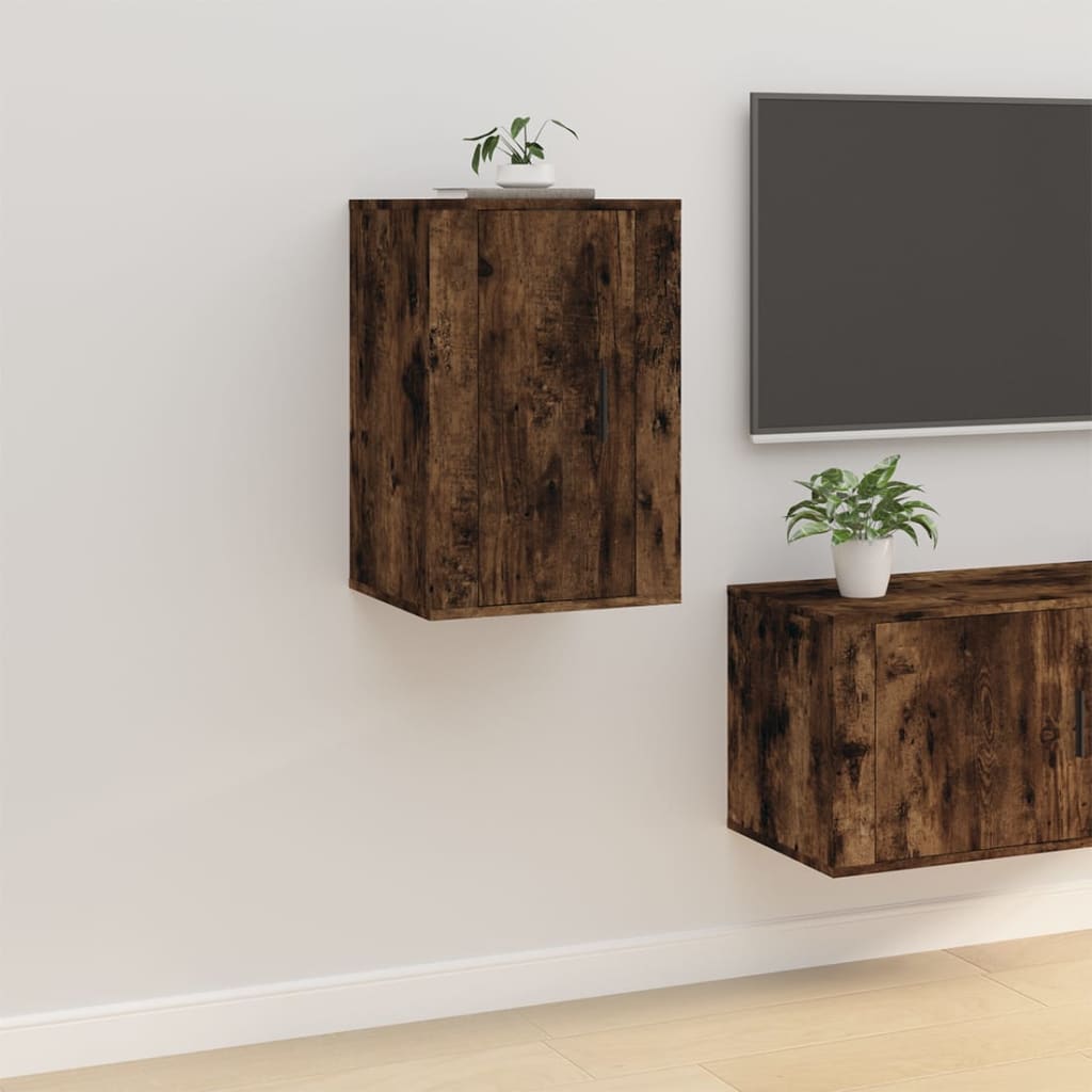 vidaXL Muebles para TV de pared 2 uds roble ahumado 40x34,5x60 cm